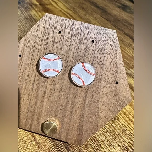 Baseball Acrylic Stud Earrings - Picture 2 of 5